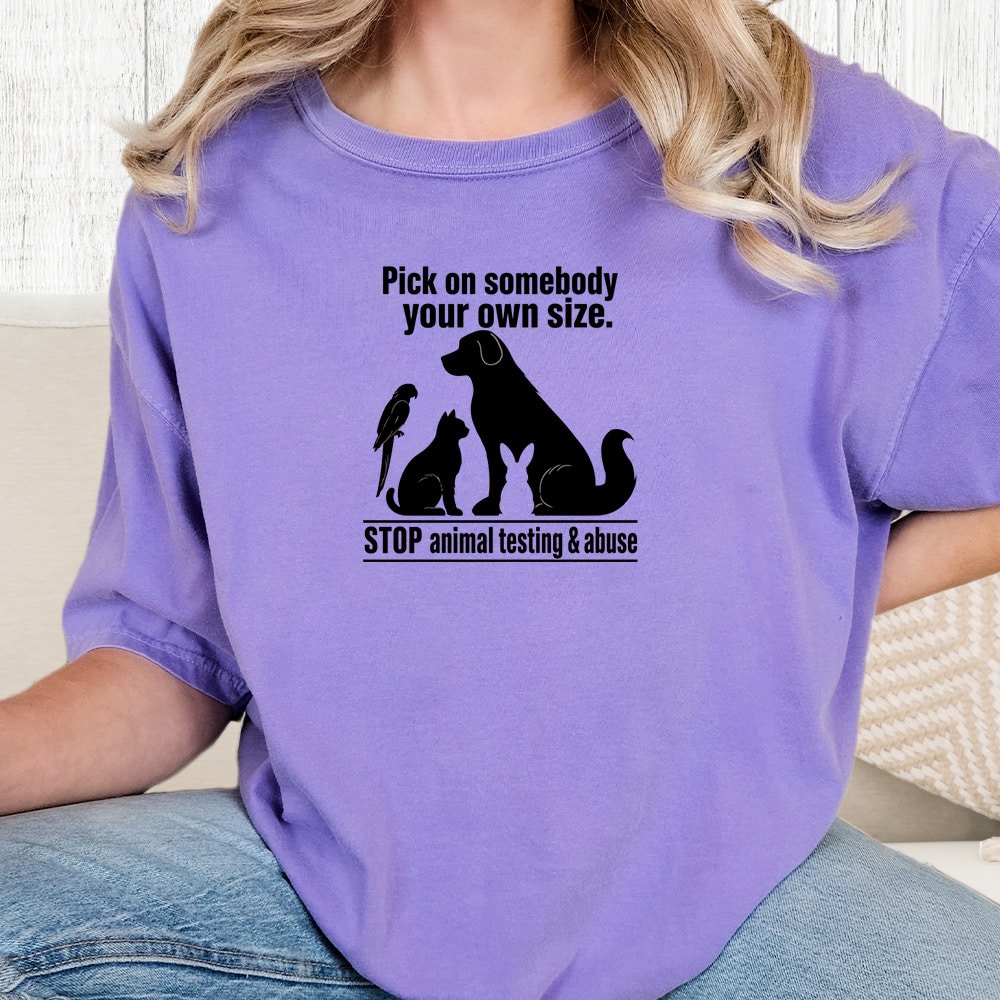 Comfort Colors Pick On Somebody Your Own Size Vintage Washed Tee - Violet