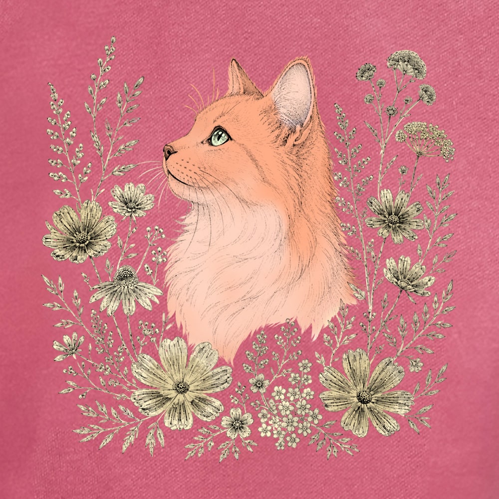 Comfort Colors Wildflower Cat Premium Sweatshirt - Crimson - Image 2
