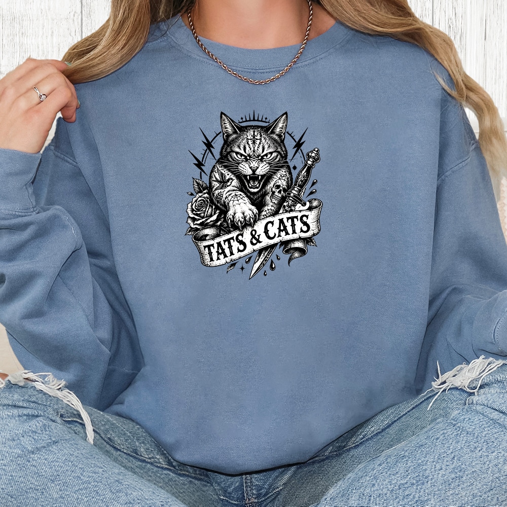 Comfort Colors TATS & CATS Premium Sweatshirt - Blue Jean