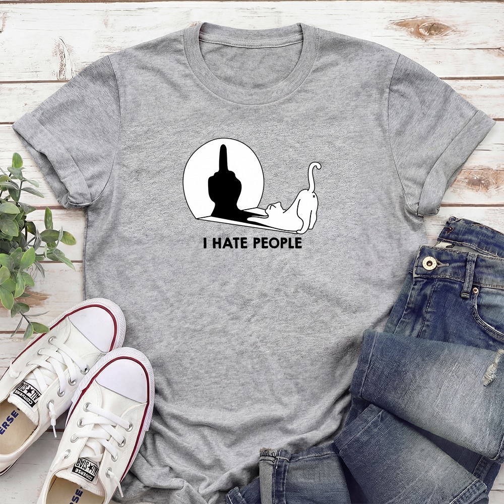 I Hate People Yoga Standard Tee Heather Grey