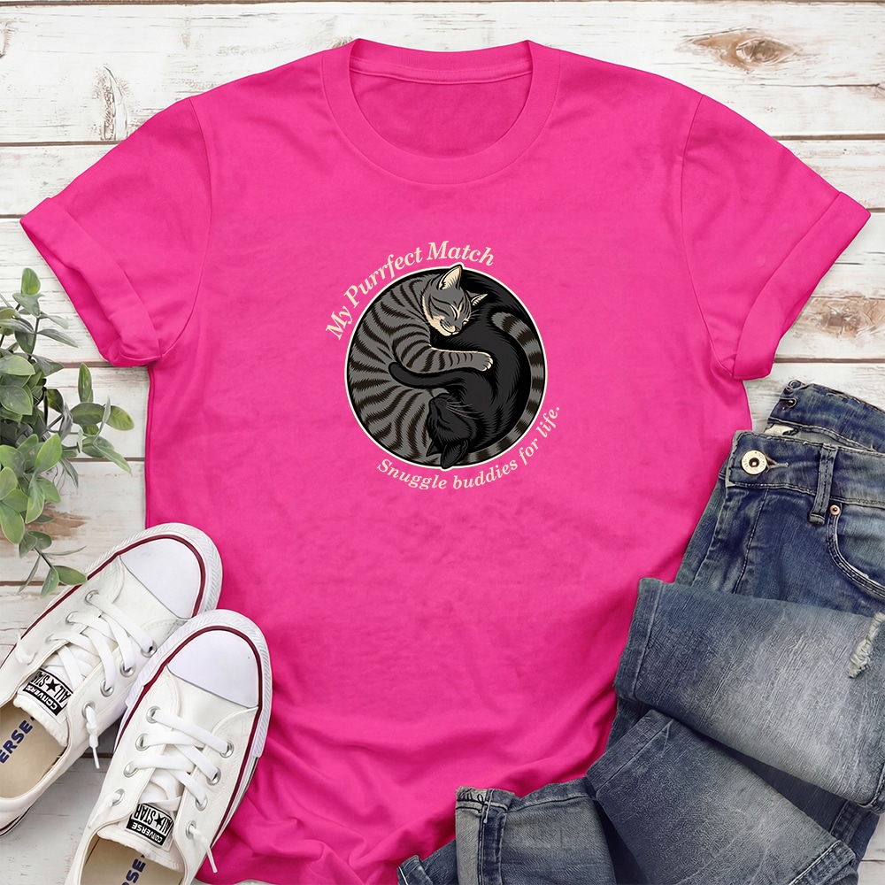 Purrfect Match Standard Tee Pink