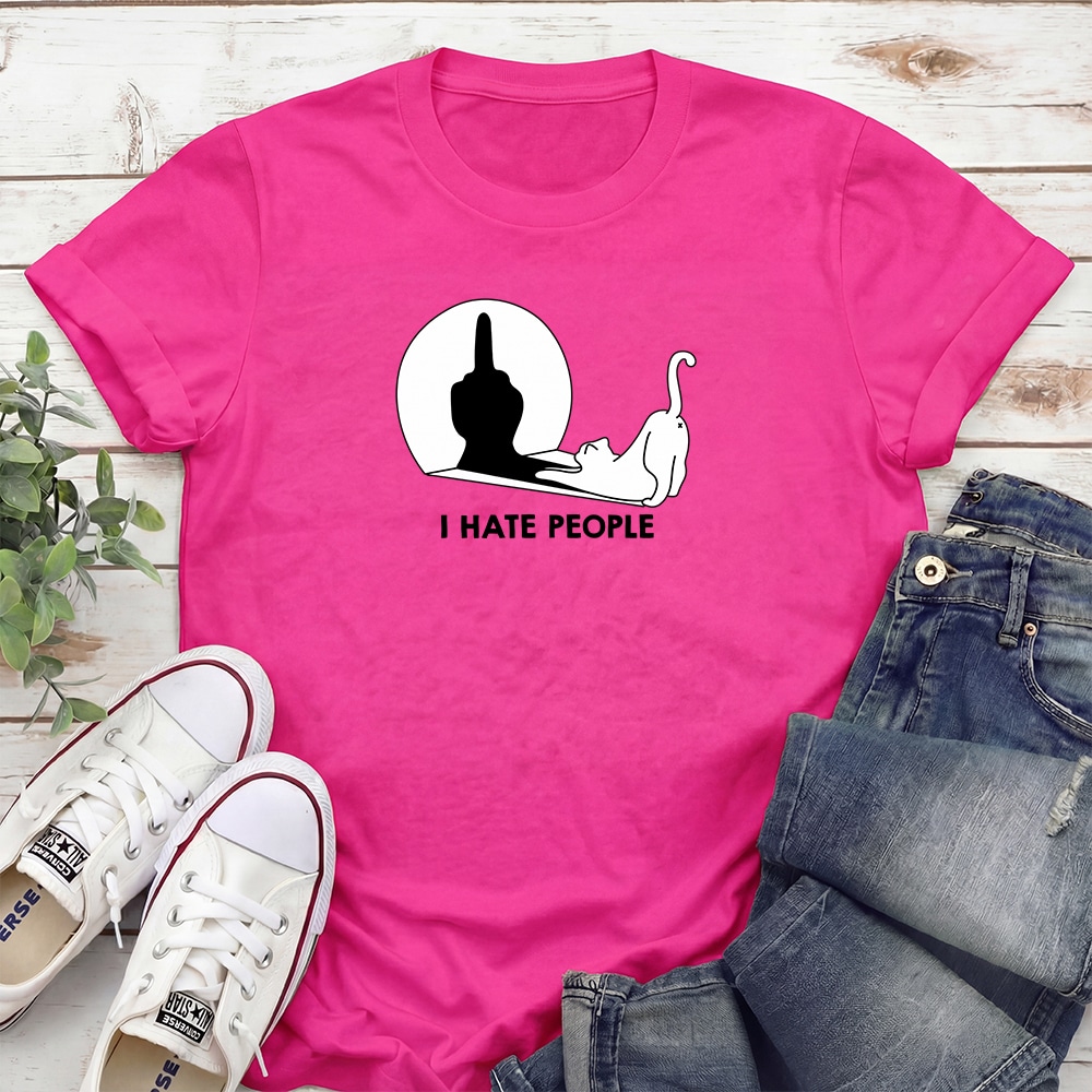 I Hate People Yoga Standard Tee Pink
