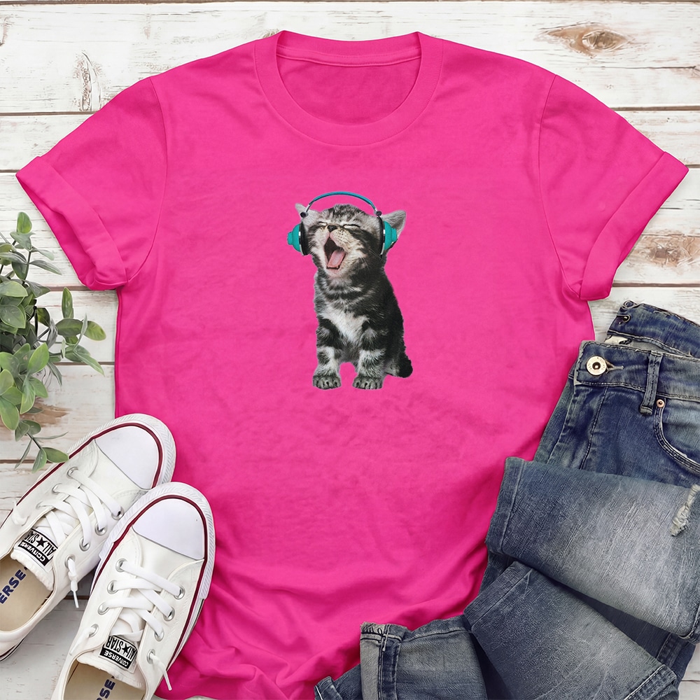 Rock Out Kitty Standard Tee Pink