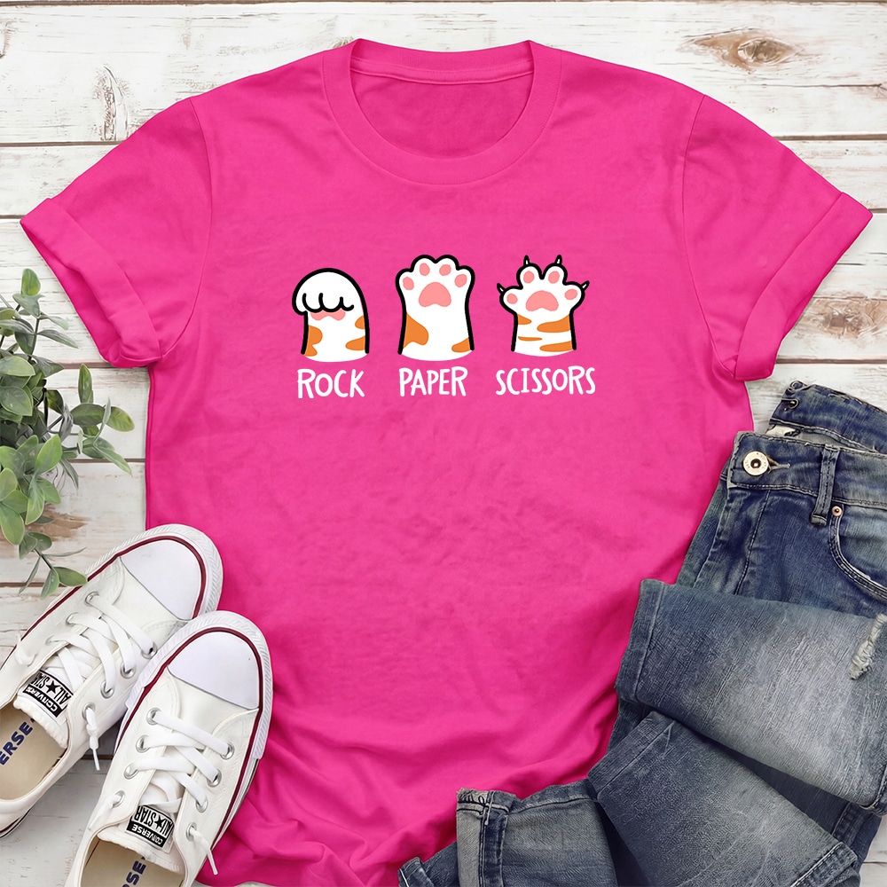 Rock Paper Scissors Kitty Standard Tee Pink