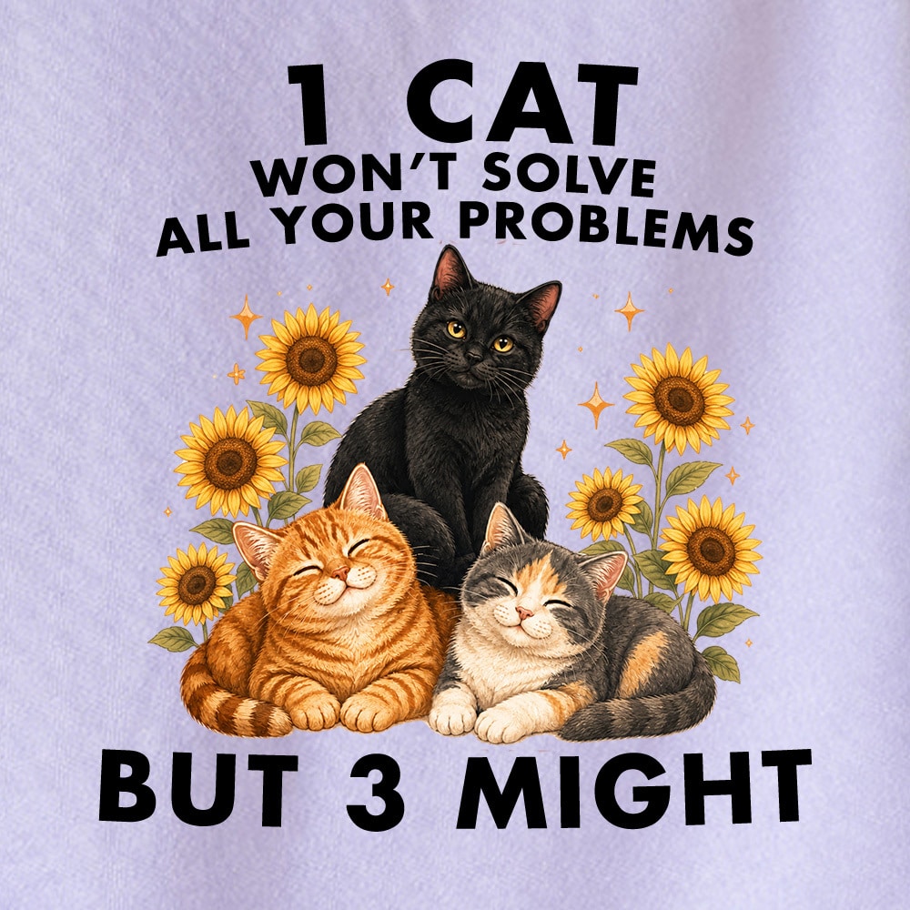 Comfort Colors 1 Cat Won’t Solve All Problems Premium Sweatshirt - Orchid - Image 2