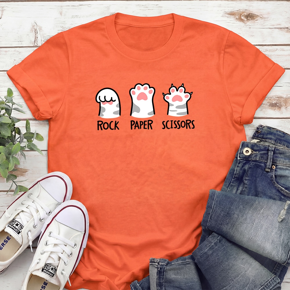 Rock Paper Scissors Kitty Standard Tee Orange
