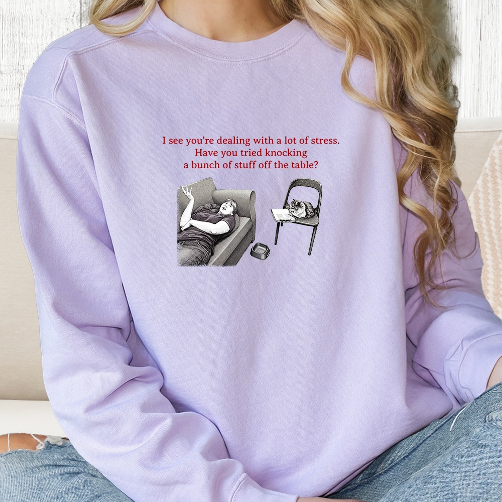 Comfort Colors Kittie Therapist Premium Sweatshirt - Orchid