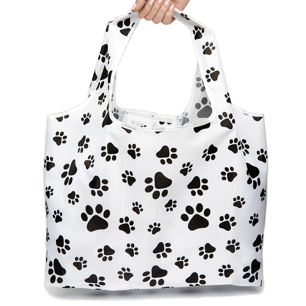 Everyday Paw Prints – Shopping Travel Shoulder Bag- Folding Grocery Tote Pouch Bag