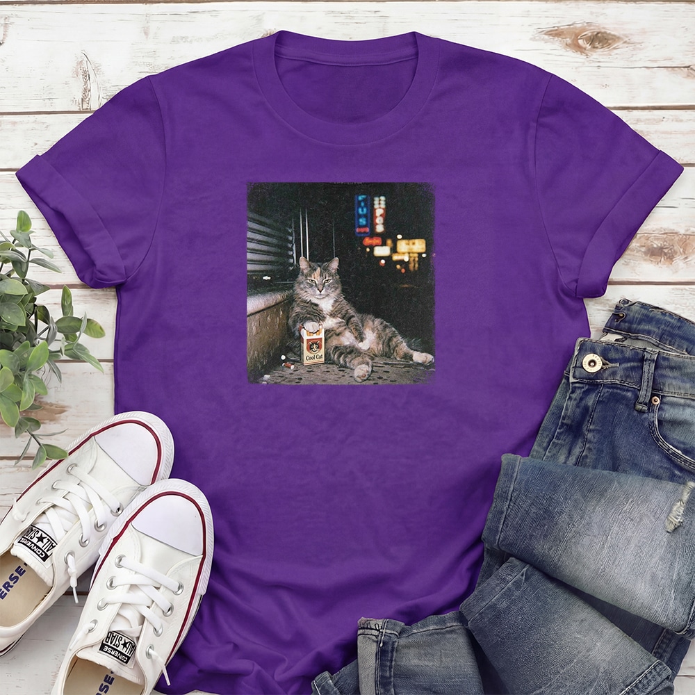 Cool Cat Grunge Standard Tee Purple