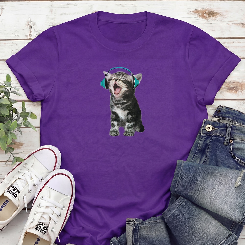 Rock Out Kitty Standard Tee Purple
