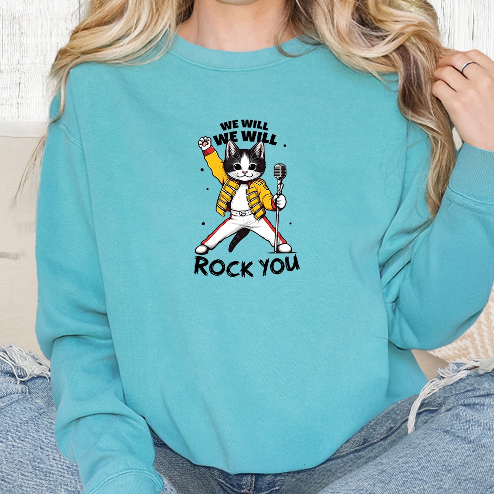 Comfort Colors We Will Rock You Premium Sweatshirt - Seafoam