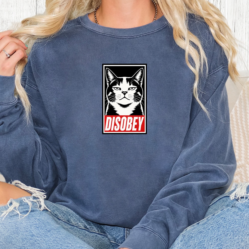 Comfort Colors Cat Disobey Premium Sweatshirt - Denim