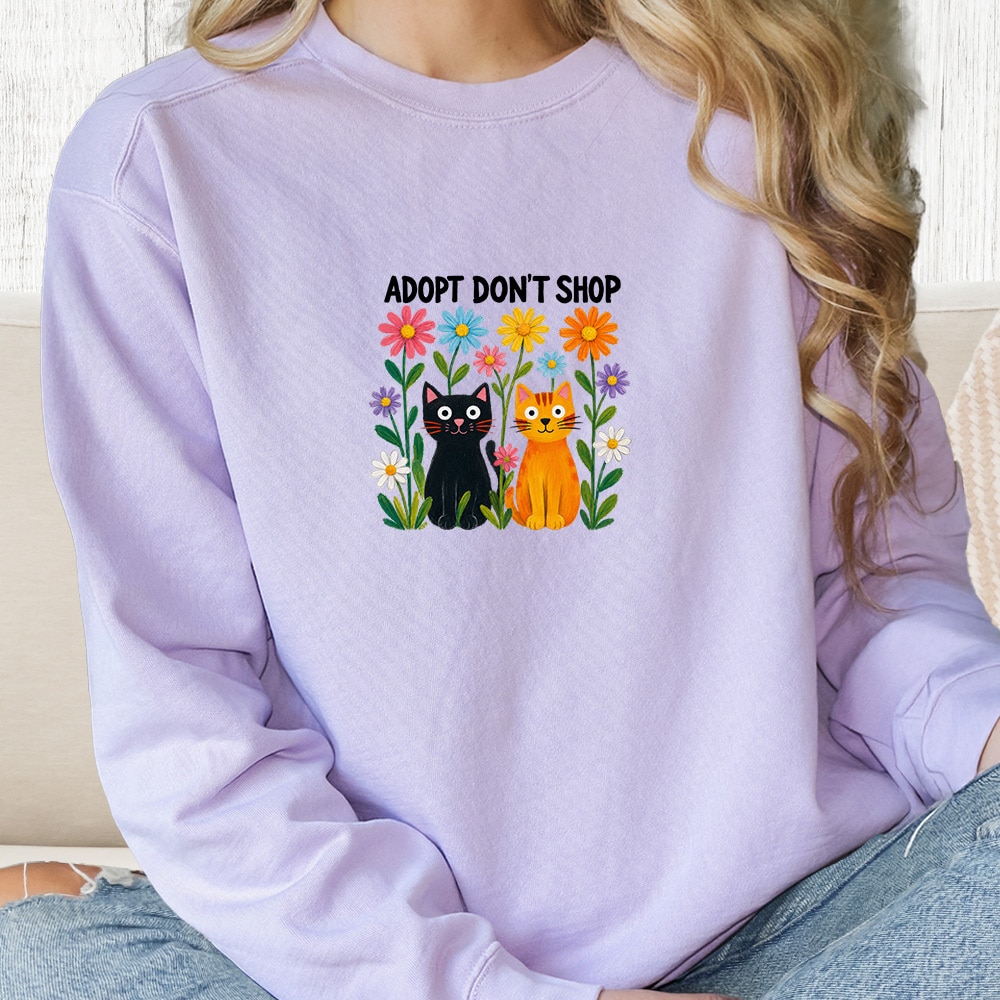 Comfort Colors Adopt Don’t Shop Kitties Premium Sweatshirt - Orchid