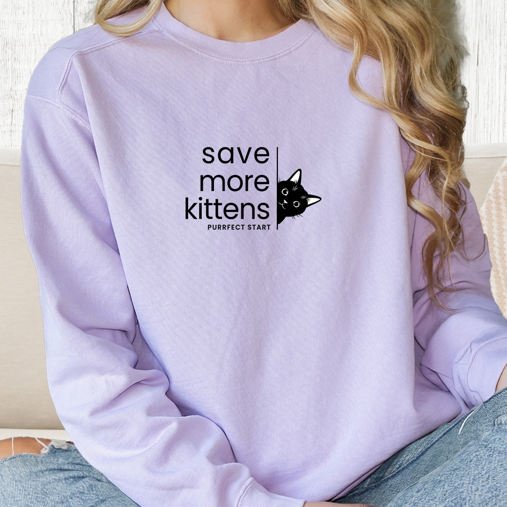Comfort Colors Save More Kittens Premium Sweatshirt - Orchid