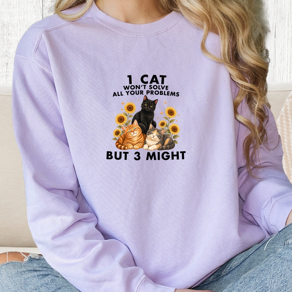 Comfort Colors 1 Cat Won’t Solve All Problems Premium Sweatshirt - Orchid