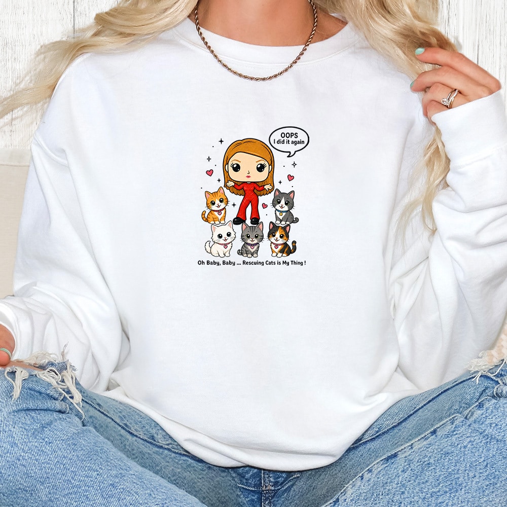 Comfort Colors Oops I Did It Again Cat Rescue Premium Sweatshirt - White