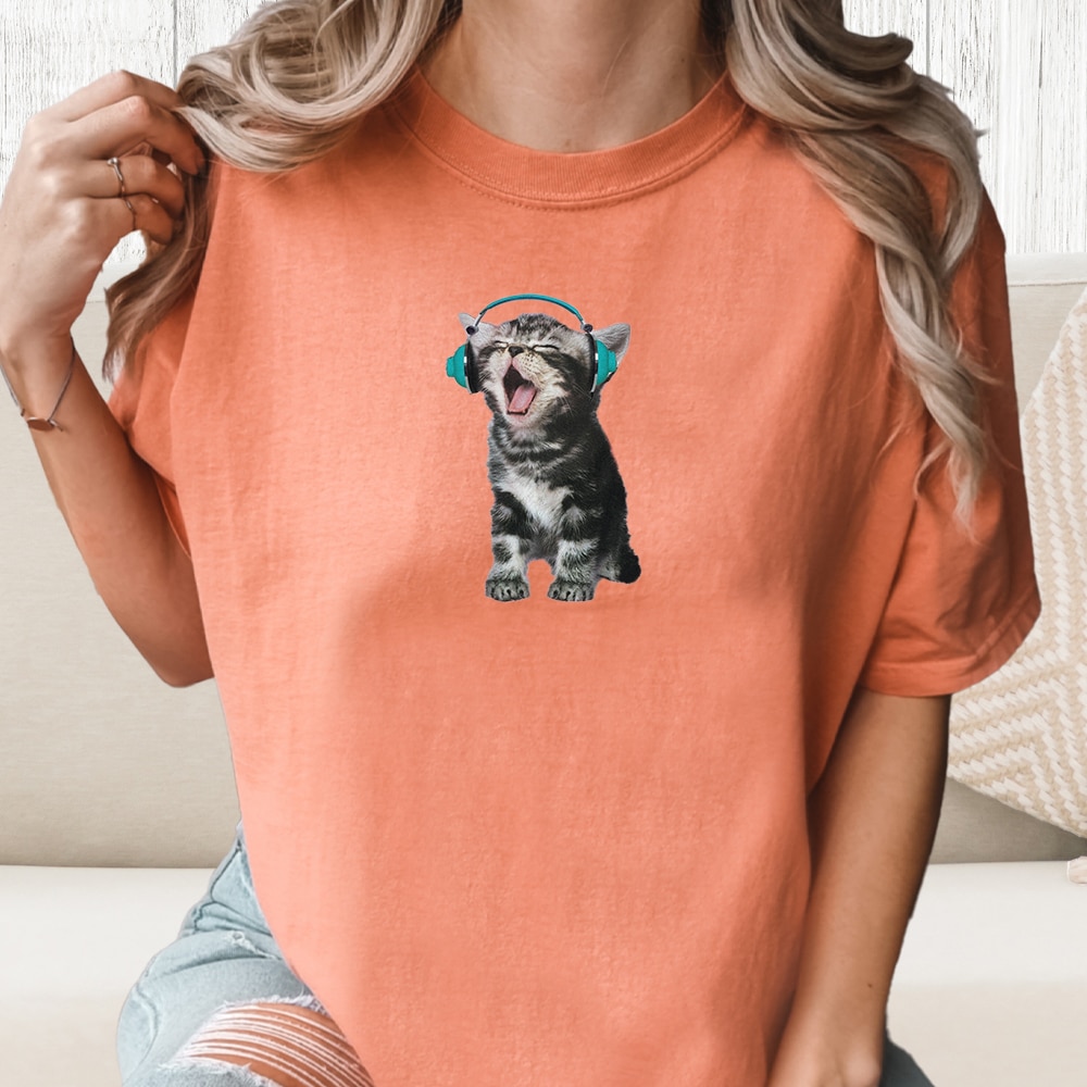 Comfort Colors Rock Out Kitty Vintage Washed Tee - Terracotta