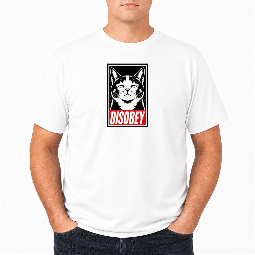 Disobey Cat Standard Tee White