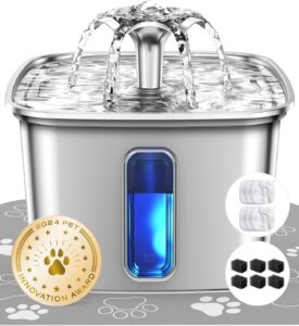 Veken Innovation Award Winner Stainless Steel Cat Water Fountain