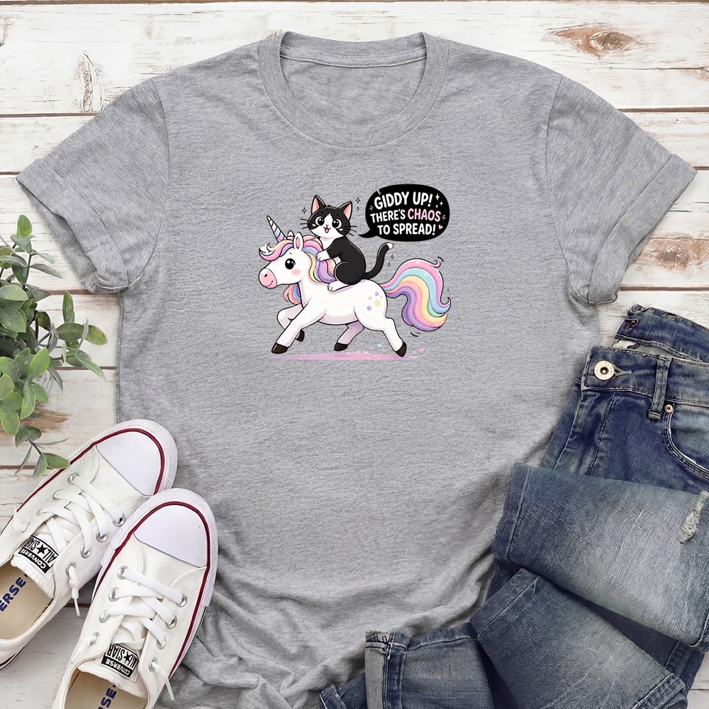 Giddy Up There’s Chaos To Spread Standard Tee Heather Grey