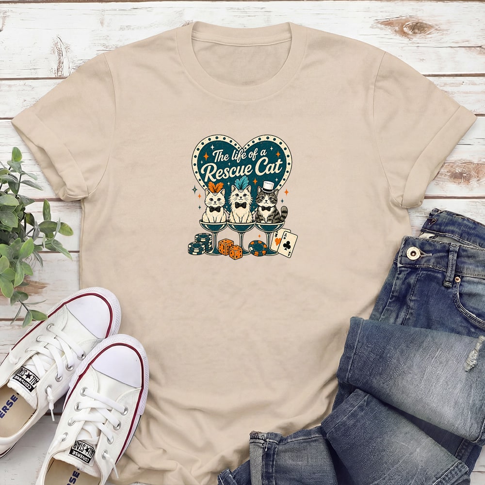 The Life Of A Rescue Cat Standard Tee Tan