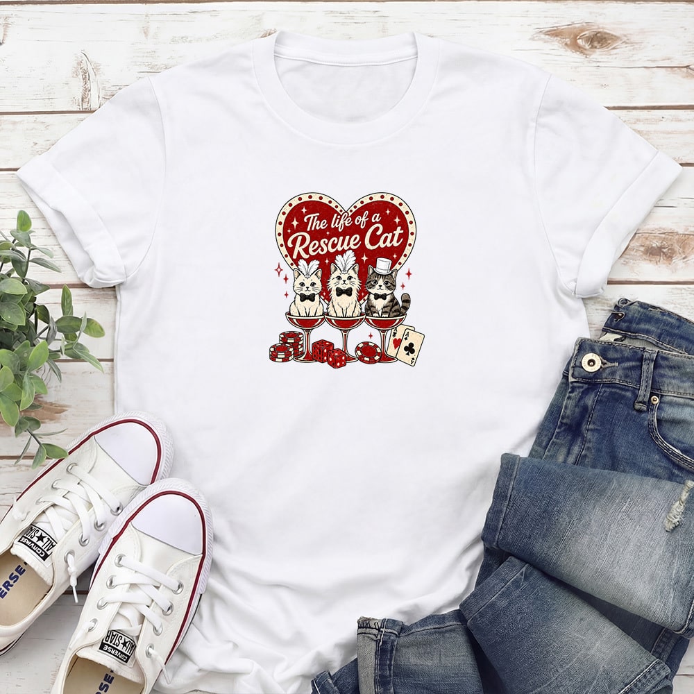 The Life Of A Rescue Cat Standard Tee White