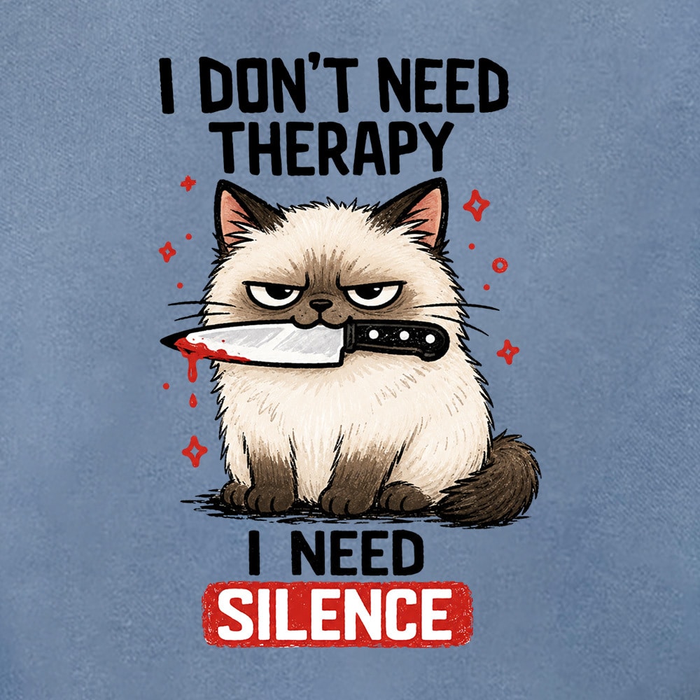 Comfort Colors I Don’t Need Therapy Cat Premium Sweatshirt - Blue Jean - Image 2
