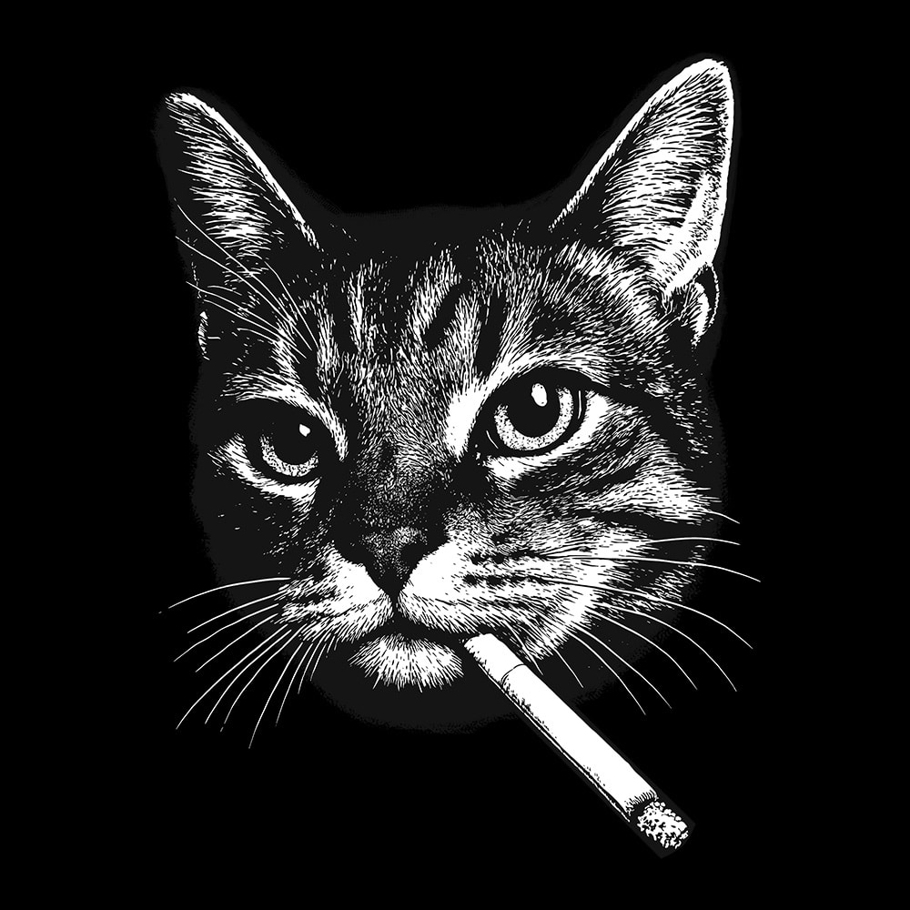 Cat Smoke Standard Tee Black - Image 2