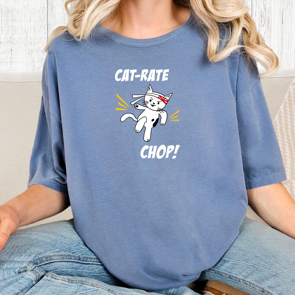 Comfort Colors Cat-Rate Chop Vintage Washed Tee - Blue Jean