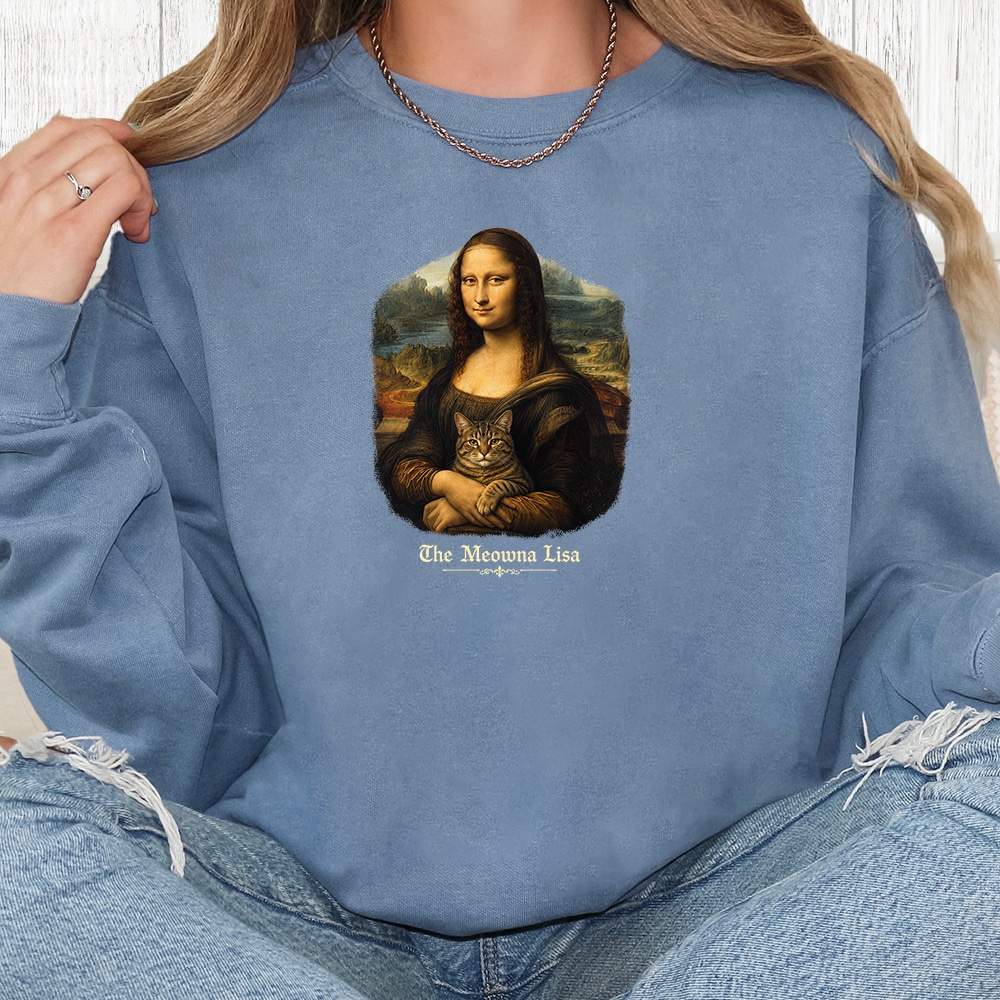 Comfort Colors The Meowna Lisa Premium Sweatshirt - Blue Jean