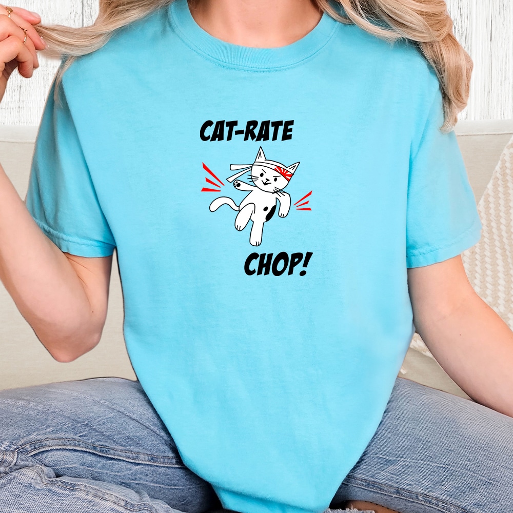 Comfort Colors Cat-Rate Chop Vintage Washed Tee - Lagoon Blue