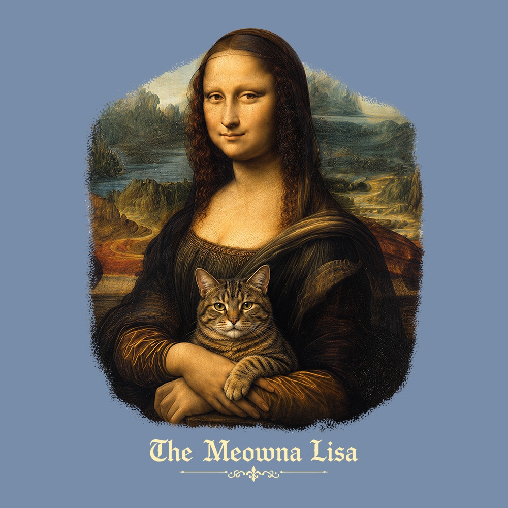 Comfort Colors The Meowna Lisa Premium Sweatshirt - Blue Jean - Image 2