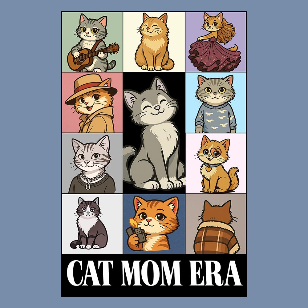 Comfort Colors Cat Mom Era Premium Sweatshirt - Blue Jean - Image 2