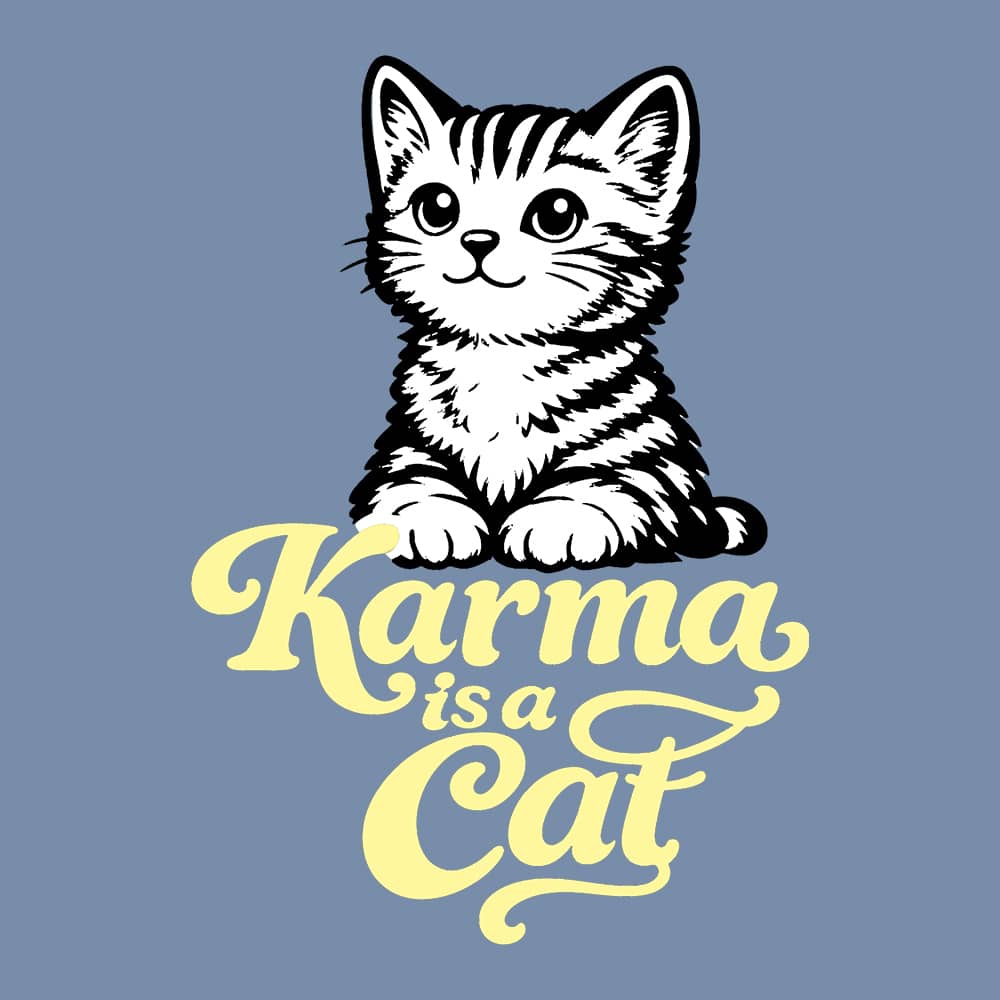 Comfort Colors Karma Is A Cat Premium Sweatshirt - Blue Jean - Image 2