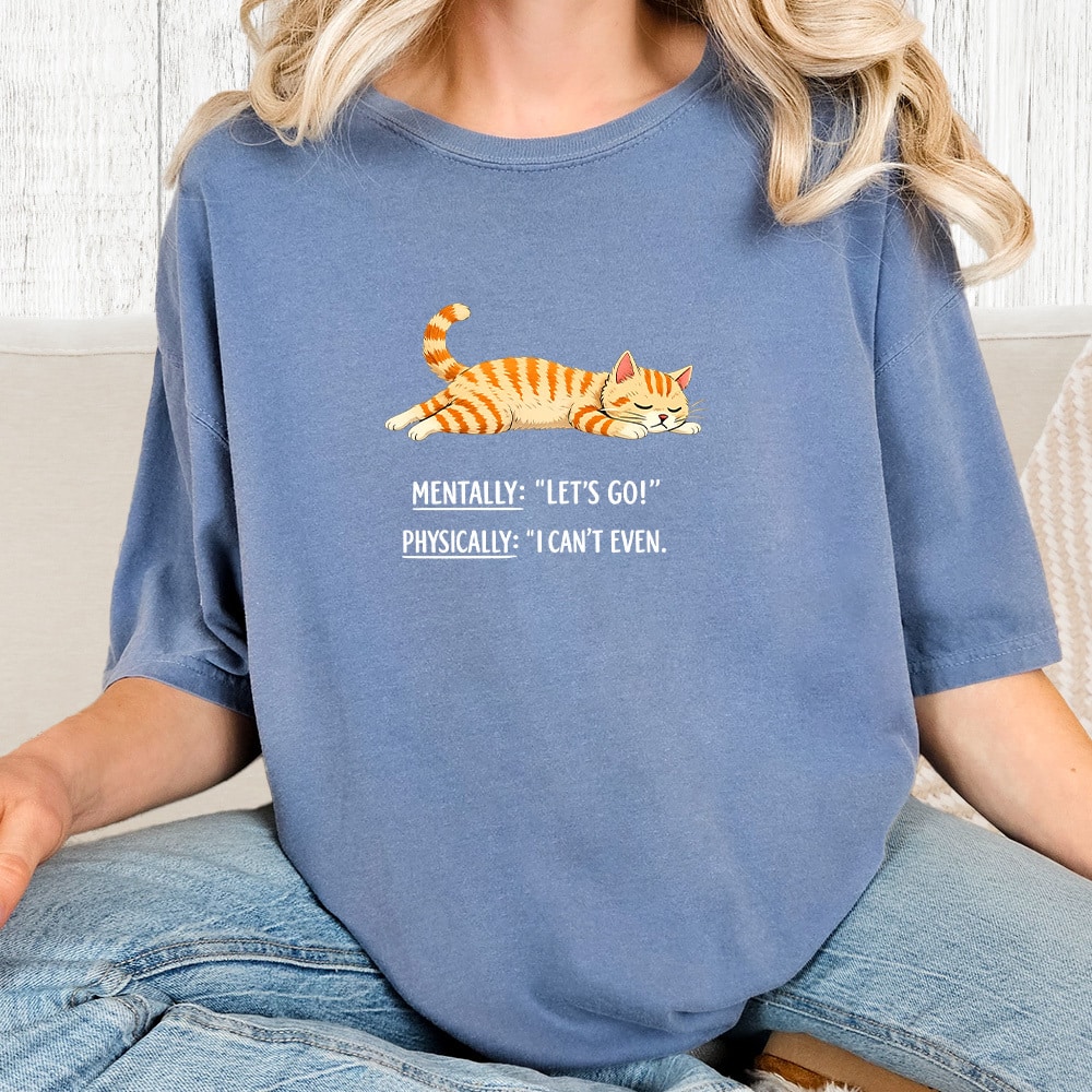 Comfort Colors Lazy Kitty Vintage Washed Tee - Blue Jean