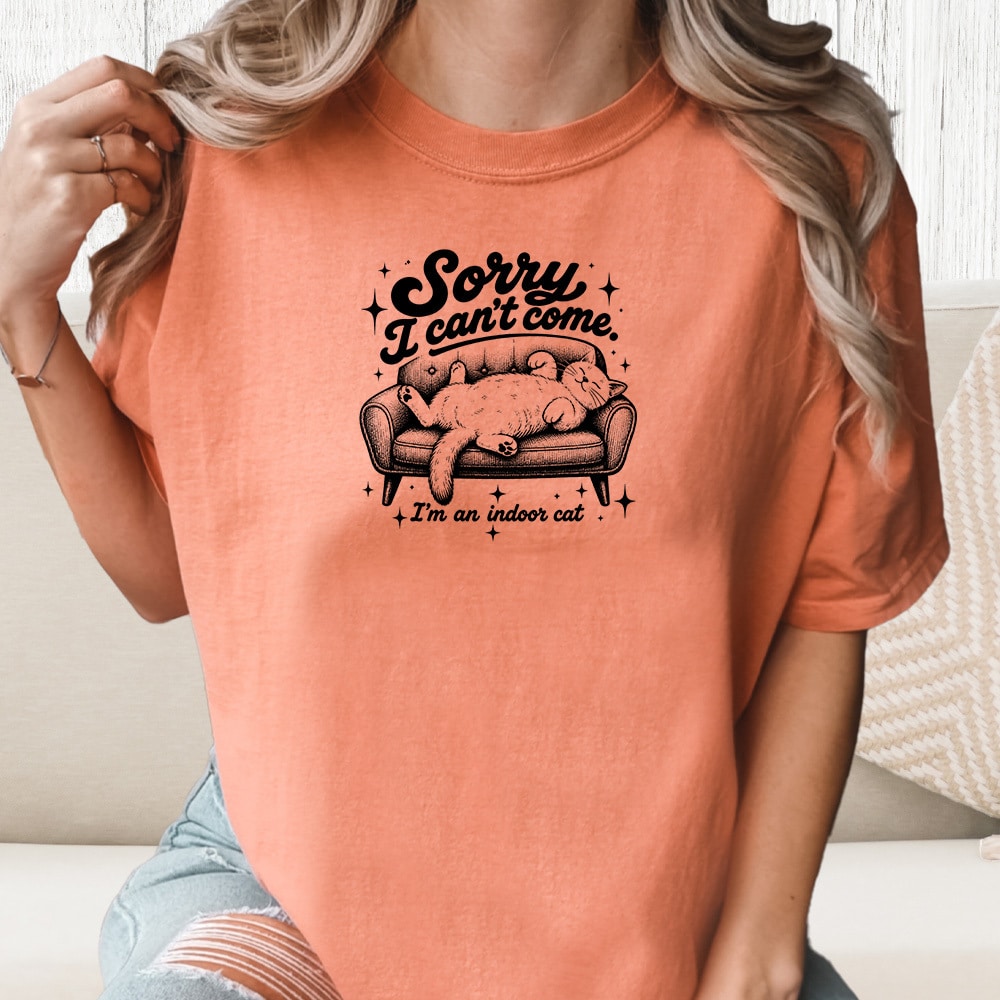 Comfort Colors Sorry I Can’t Come I’m An Indoor Cat Vintage Washed Tee - Terracotta