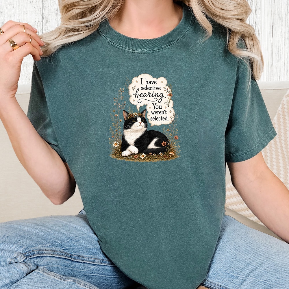 Comfort Colors I Have Selective Hearing Vintage Washed Tee - Blue Spruce
