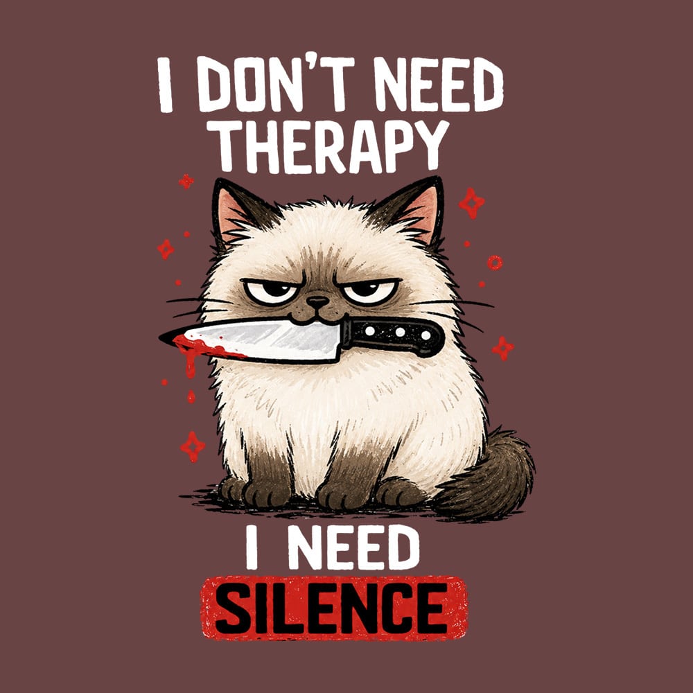 I Don’t Need Therapy Cat Standard Tee Brown - Image 2