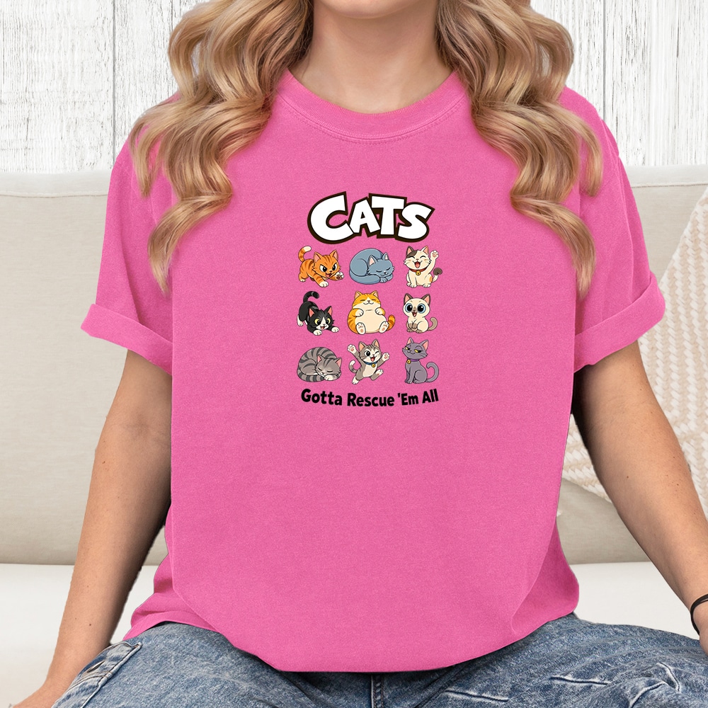Comfort Colors Gotta Rescue Em All Vintage Washed Tee - Crunchberry