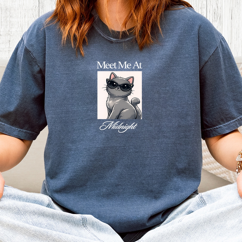 Comfort Colors Meet Me At Midnight Vintage Washed Tee - Denim