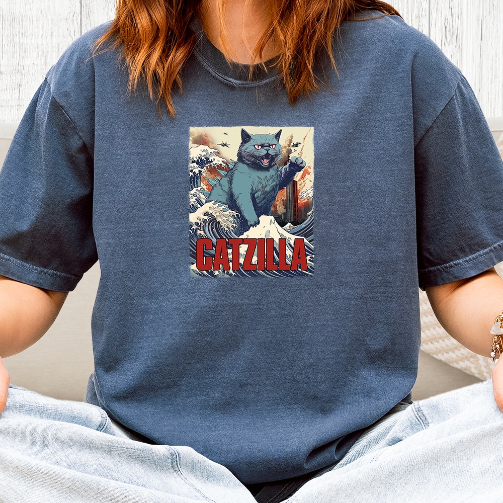 Comfort Colors Catzilla Vintage Washed Tee - Denim