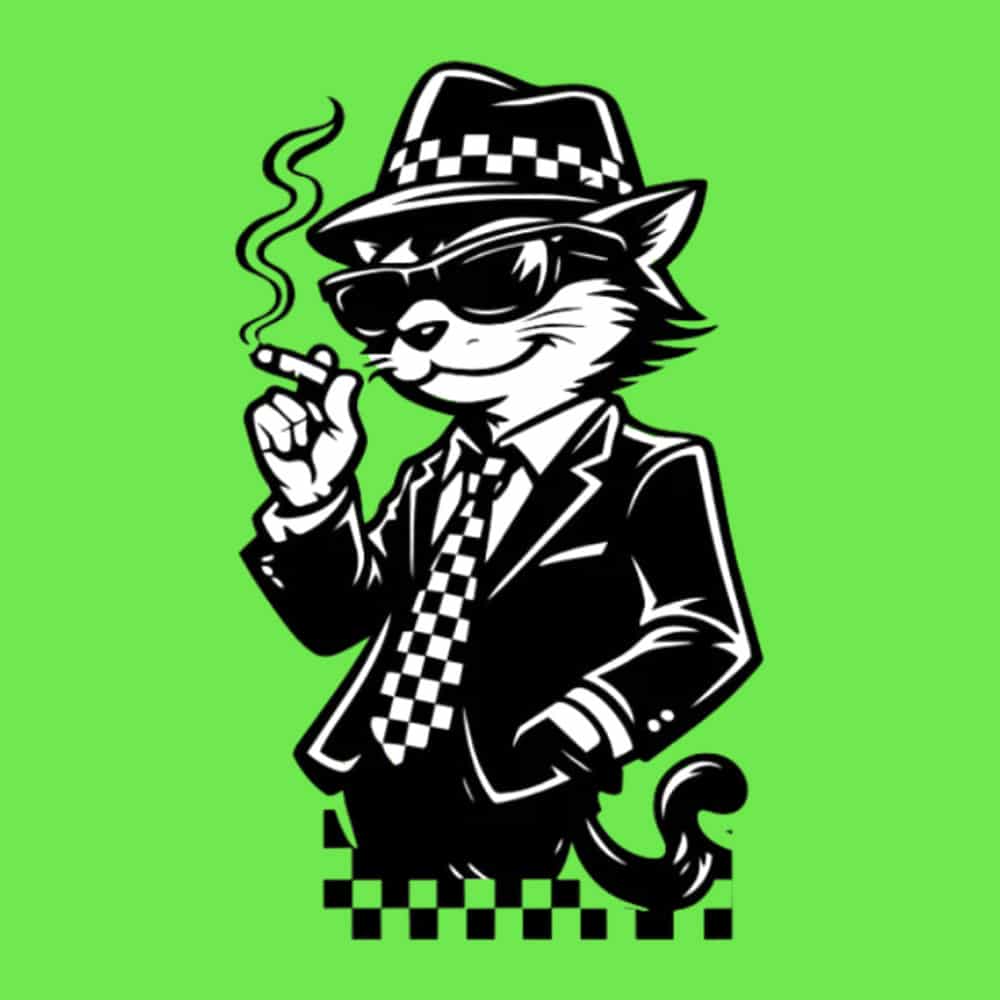 Ska Cool Cat Standard Tee Electric Green - Image 2