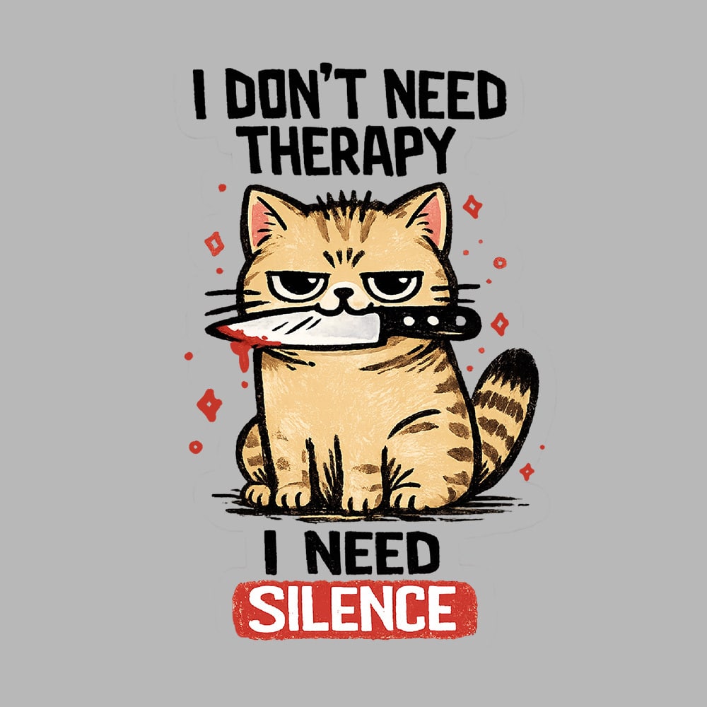 I Don’t Need Therapy Yellow Cat Standard Tee Heather Grey - Image 2