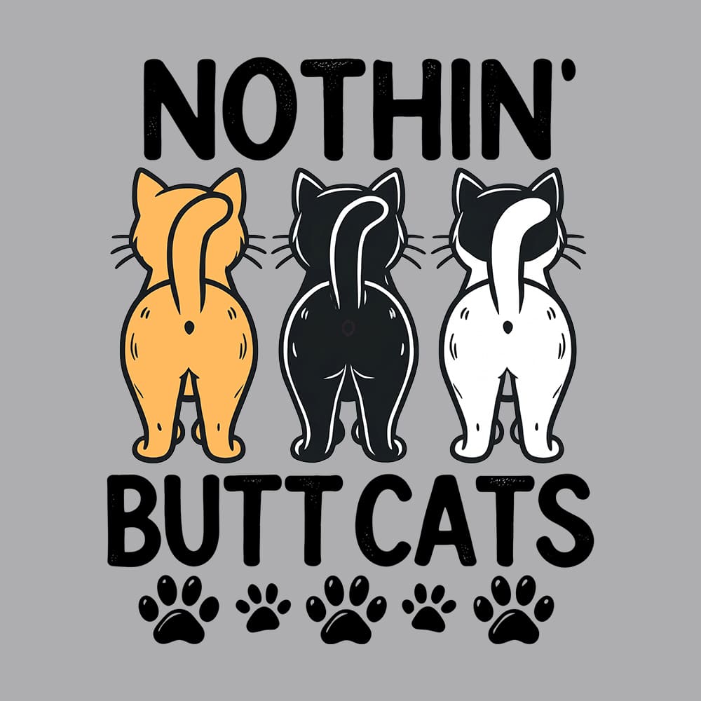 Nothing Butt Cats Standard Tee Heather Grey - Image 2