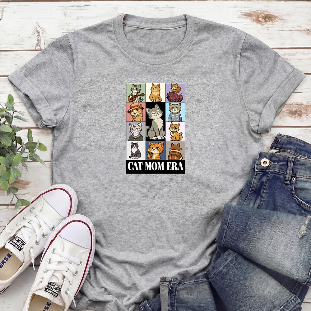 Cat Mom Era Standard Tee Heather Grey