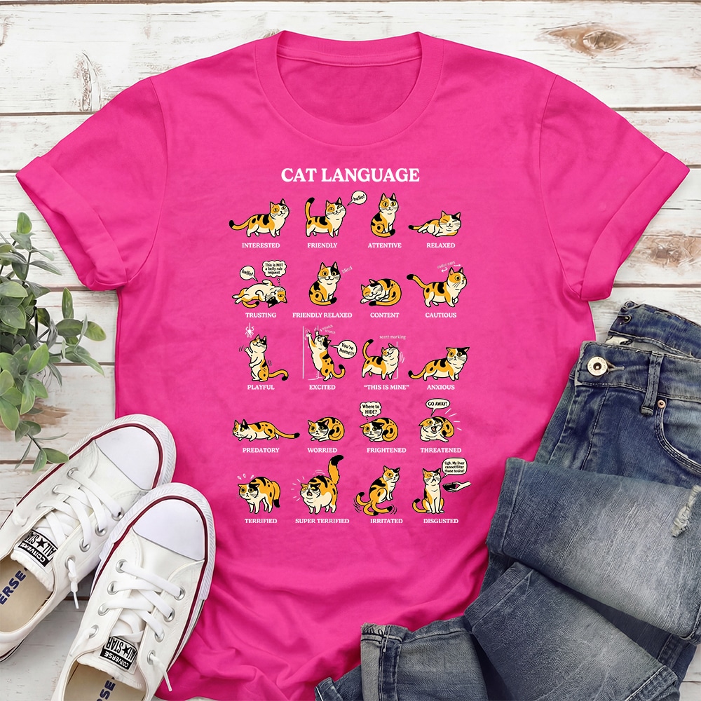 Cat Language Standard Tee Pink