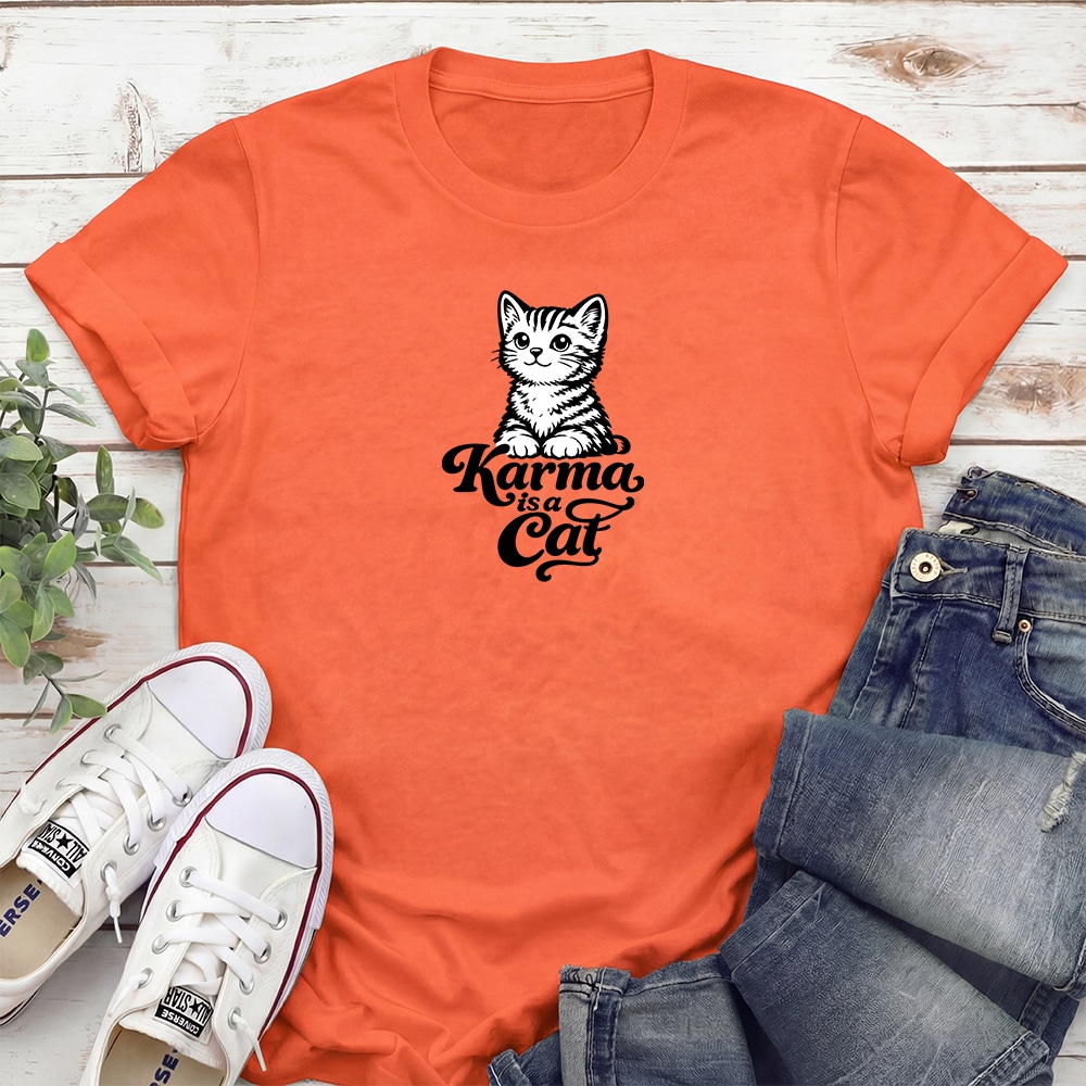 Karma Is A Cat Standard Tee Orange