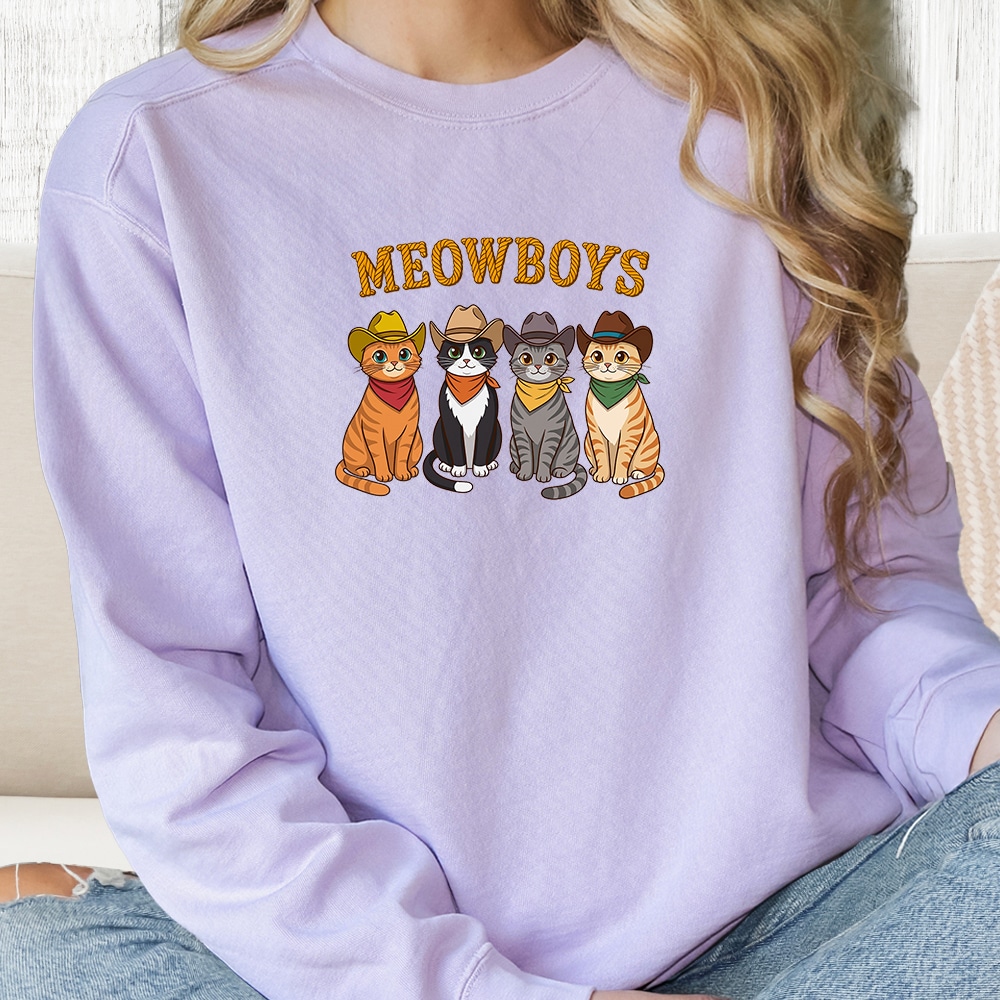 Comfort Colors Meowboys Premium Sweatshirt - Orchid