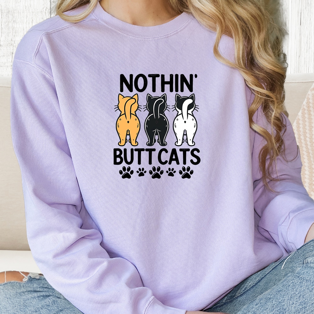 Comfort Colors Nothing Butt Cats Premium Sweatshirt - Orchid