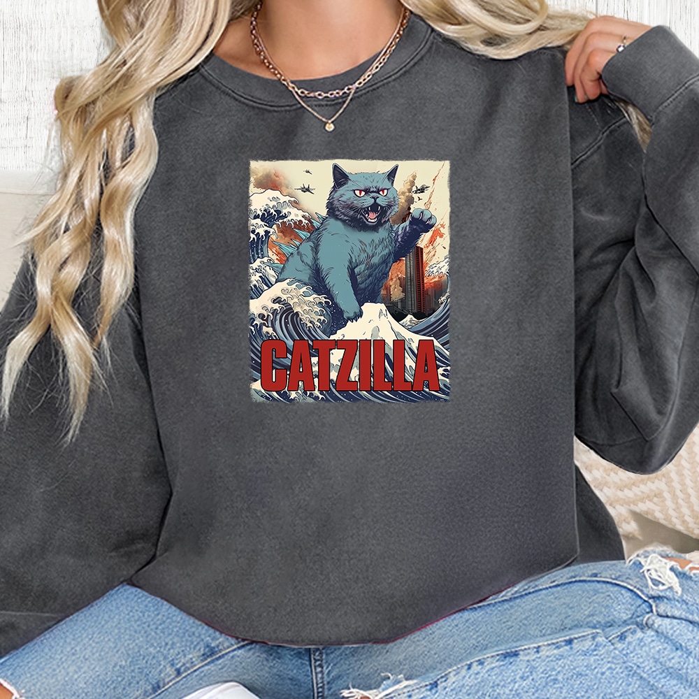 Comfort Colors Catzilla Premium Sweatshirt - Pepper